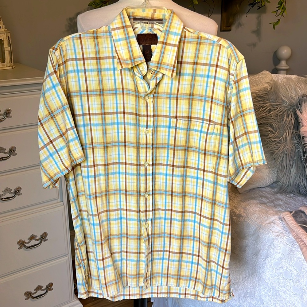 Born mens shirt short sleeve button front